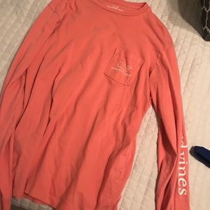 salmon long sleeve vineyard vines shirt